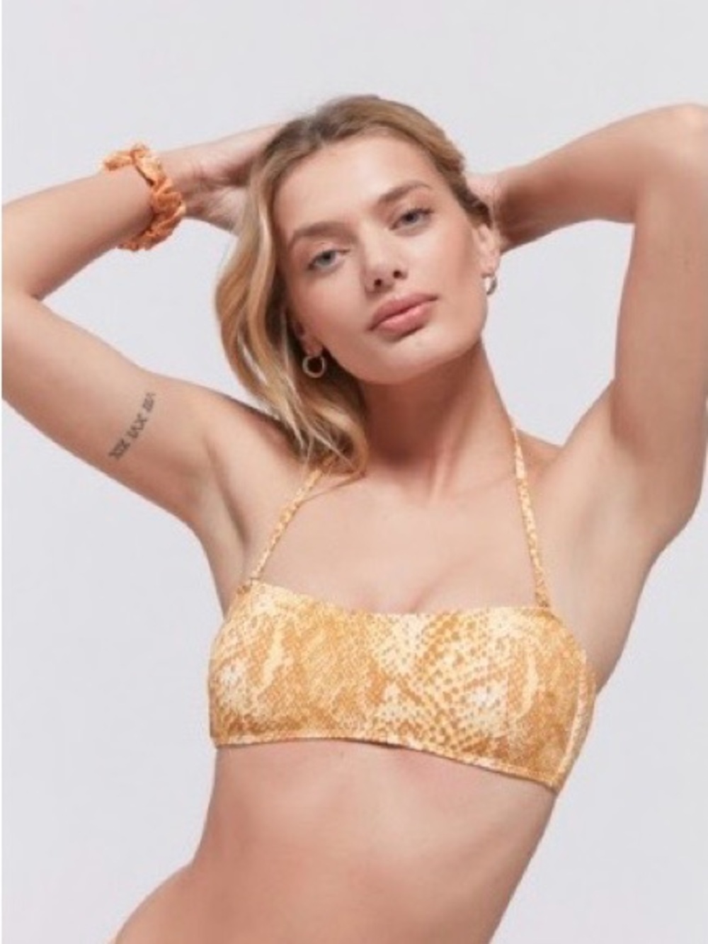 Out From Under Yellow Snake-Print Bandeau Bikini Top